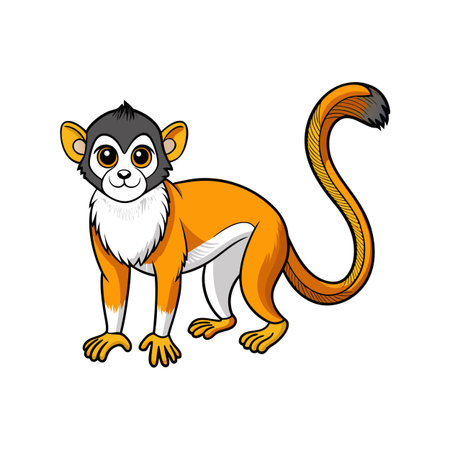 Cartoon illustration of a cute orange squirrel monkey character
