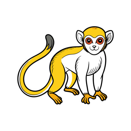 Cute cartoon golden monkey illustration on a white backgroundのイラスト素材