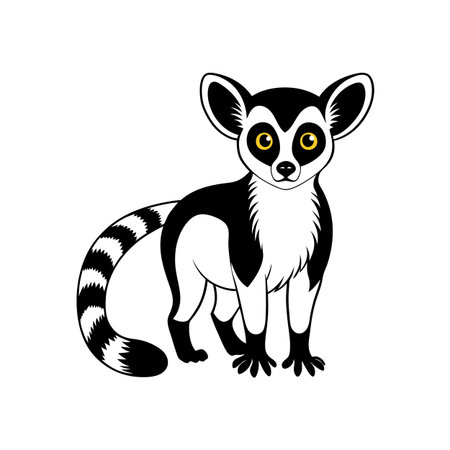 Cartoon ring-tailed lemur isolated on white background illustration