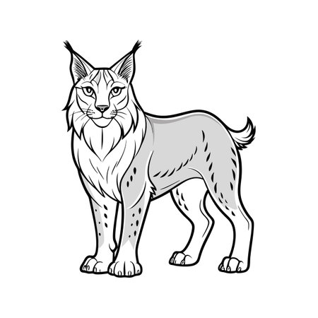 Lynx illustration standing tall with confident pose artworkのイラスト素材