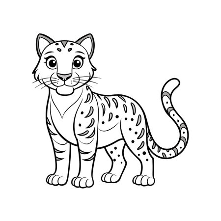 Cartoon jaguar illustration with outlines, ready to coloringのイラスト素材