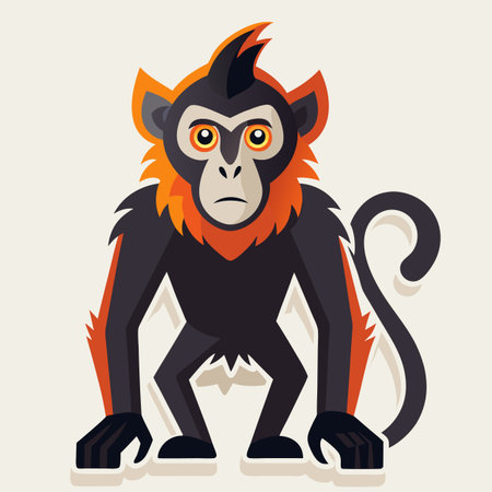 Stylized monkey illustration with orange and black vector design