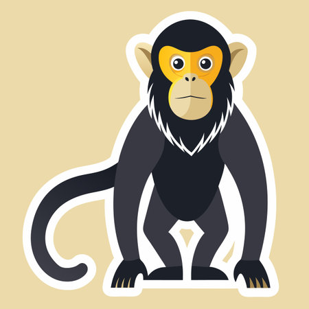 Vector illustration of an adorable standing black monkey