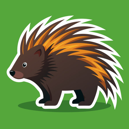 Cartoon porcupine illustration on a green background vector artのイラスト素材