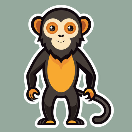 Cartoon monkey vector illustration with a soft background color