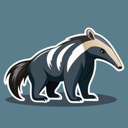 Cartoon anteater illustration with blue background for children's booksのイラスト素材