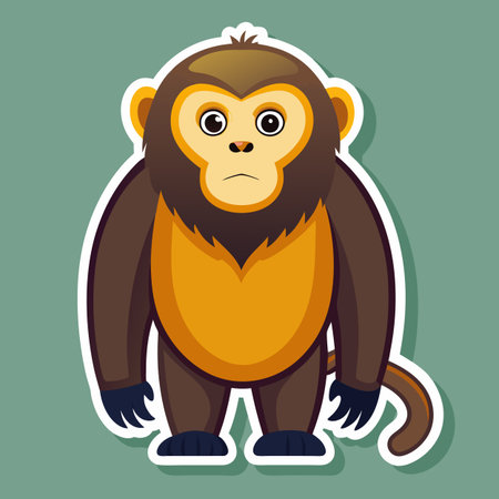 Cartoon monkey character standing upright on plain background