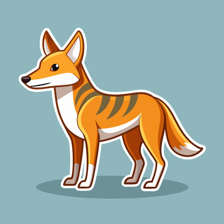 Cartoon jackal illustration with geometric pattern on soft backgroundのイラスト素材