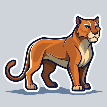 Stylized cartoon illustration of a mountain lion standing uprightのイラスト素材