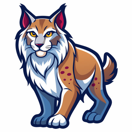 Cartoon style lynx vector illustration standing confidentlyのイラスト素材