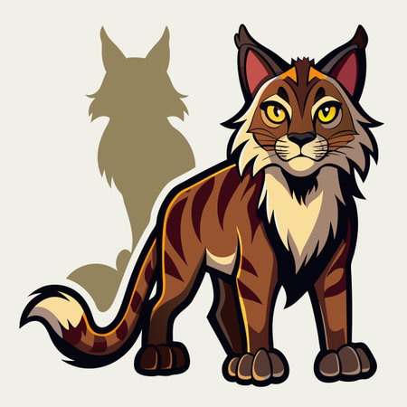 Cartoon lynx character with shadow vector stock illustrationのイラスト素材