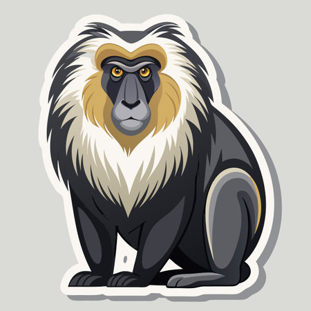 Lion-tailed macaque vector illustration with stylized design on light background