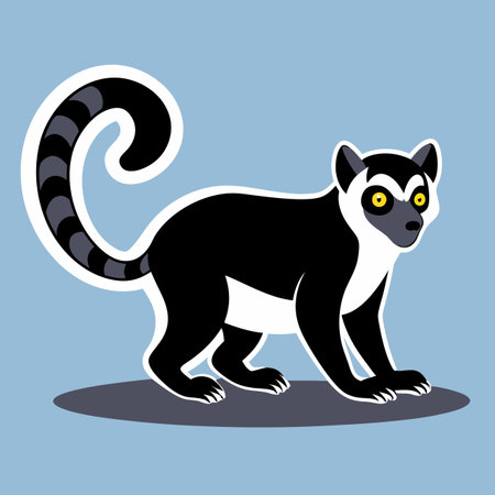 Cartoon ring tailed lemur character in vector illustration