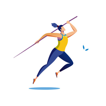 Javelin Thrower in Action - Flat Graphic Illustration Styleのイラスト素材