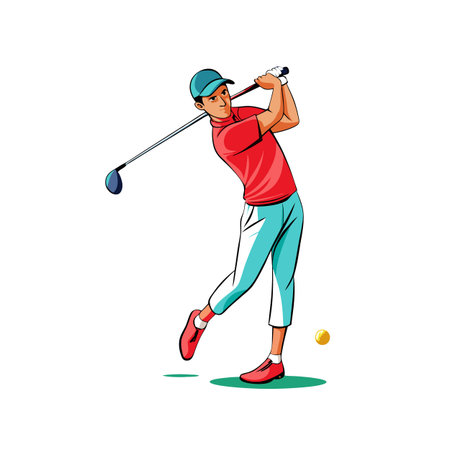 Man swinging golf club graphic illustration vector artのイラスト素材