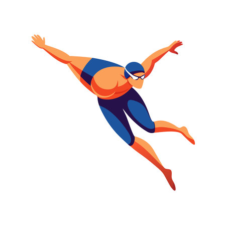 Swimmer gliding through water, abstract and stylized illustrationのイラスト素材
