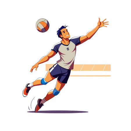 Cartoon volleyball player spiking ball during a competition gameのイラスト素材