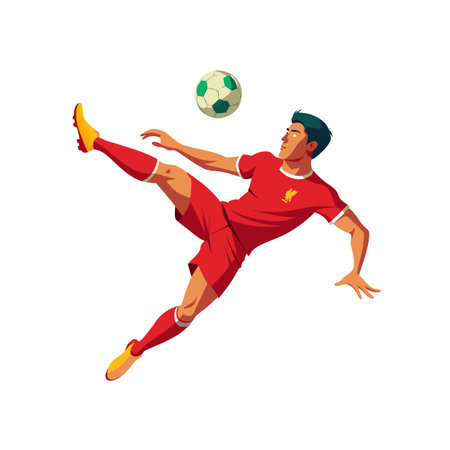 Man kicking soccer ball with power and precisionのイラスト素材