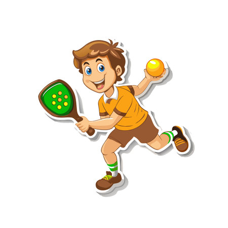Cartoon boy playing wallball illustration for sports conceptsのイラスト素材