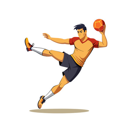 Dynamic handball player throwing a ball with energyのイラスト素材