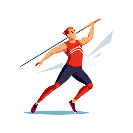 Athletic man throwing javelin in vector cartoon styleのイラスト素材