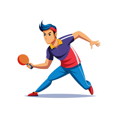 Animated man playing table tennis with an orange paddleのイラスト素材