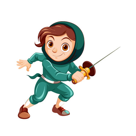 Cartoon boy in ninja suit with sword vector illustrationのイラスト素材