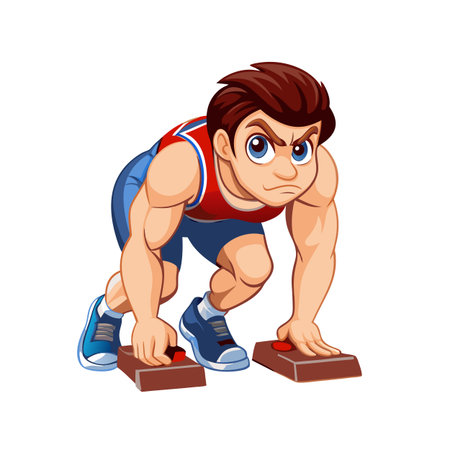 Determined athlete in starting blocks ready for raceのイラスト素材