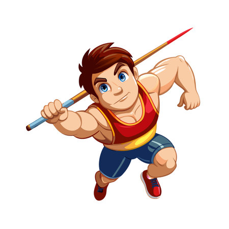 Cartoon athlete throwing javelin on white background illustration artのイラスト素材