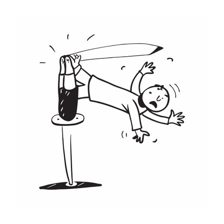 Cartoon man impaled by a giant pencil illustration conceptのイラスト素材