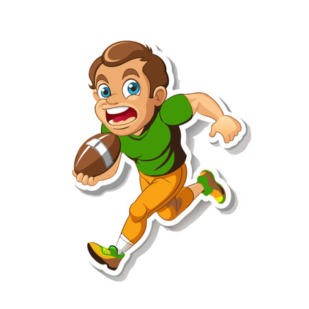 Cartoon football player running with ball isolated on whiteのイラスト素材
