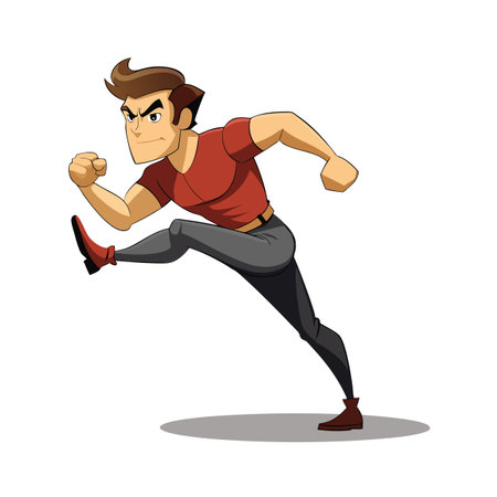 Cartoon man in running pose full body illustrationのイラスト素材