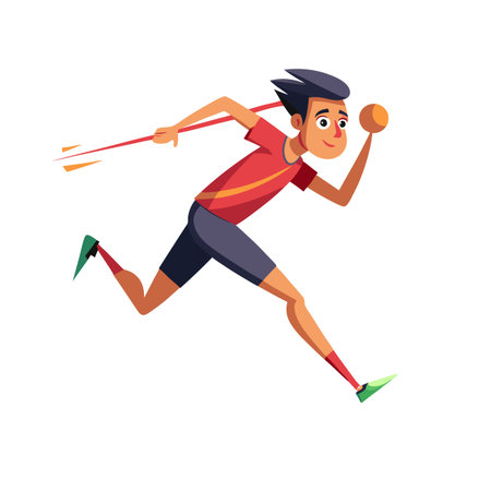 Vector illustration of energetic young man throwing a ballのイラスト素材