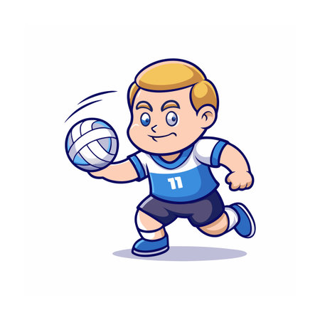 Cartoon volleyball player serves the ball in vector designのイラスト素材