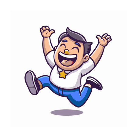 Cartoon character jumping for joy illustration isolated on whiteのイラスト素材