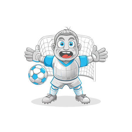 Cartoon Soccer Goalie with Open Arms Ready to Playのイラスト素材