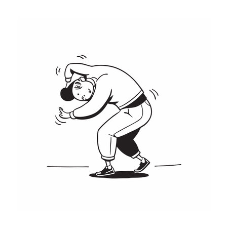 Cartoon character dodging, moving quickly, or ducking down artのイラスト素材