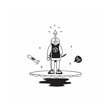 Cartoon illustration of an individual with an arrow helmetのイラスト素材