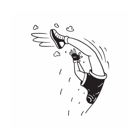 Cartoon athlete performing handstand jump on white background illustrationのイラスト素材