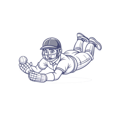 Cricket player diving catch vector illustration for advertisement material