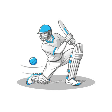 Cricket batsman hitting ball in action graphic illustrationのイラスト素材