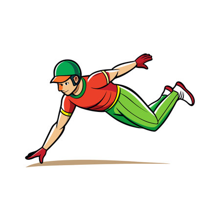 Cartoon athlete diving for a ball in the airのイラスト素材