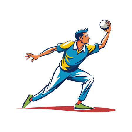 Lawn bowler with ball action vector graphic isolatedのイラスト素材