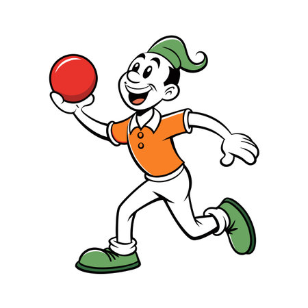 Cartoon character running with a red ball illustrationのイラスト素材