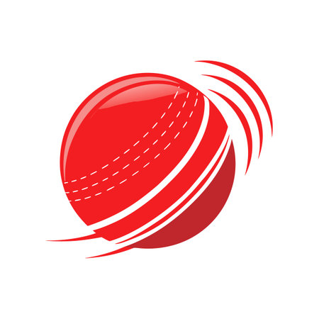 Dynamic red cricket ball vector graphic with speed linesのイラスト素材