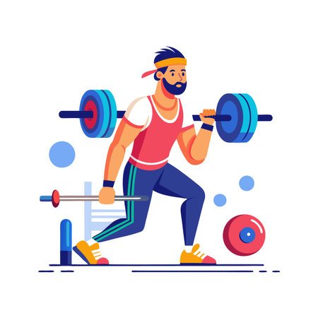 Man weightlifting vector illustration in flat cartoon styleのイラスト素材