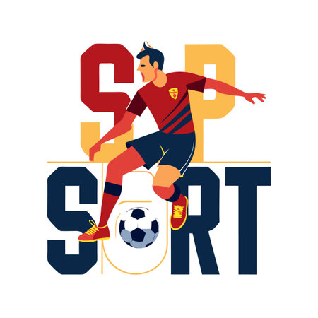 Vector illustration of soccer player kicking a soccer ballのイラスト素材