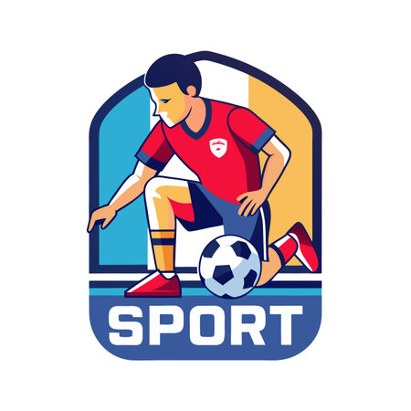 Graphic illustration of a soccer player in action poseのイラスト素材