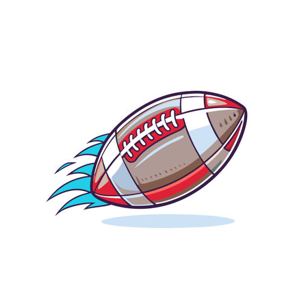 Cartoon American football soars with dynamic blue tail flamesのイラスト素材