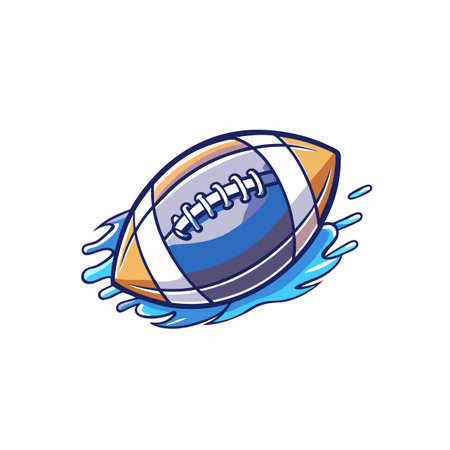 Cartoon football with water splash effect isolated illustrationのイラスト素材